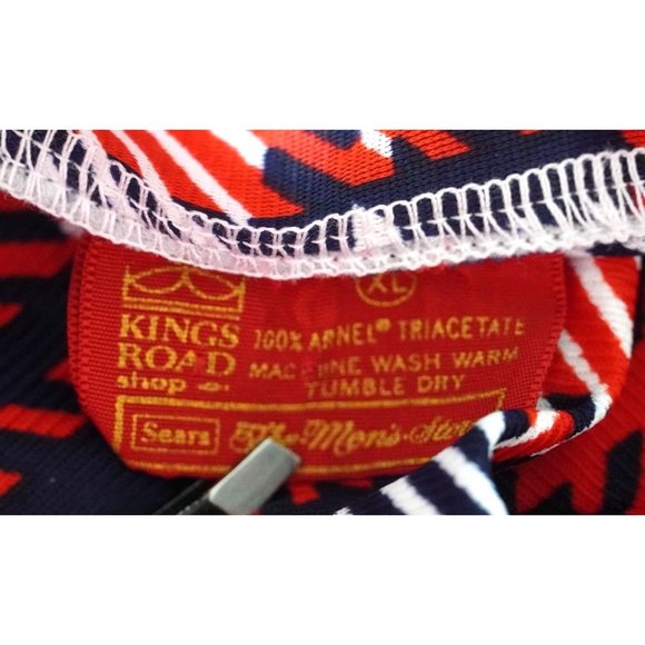 Vintage 70s Dagger Collar Shirt Red White Blue by Kings Road Sears Mens Size XL - Picture 10 of 11